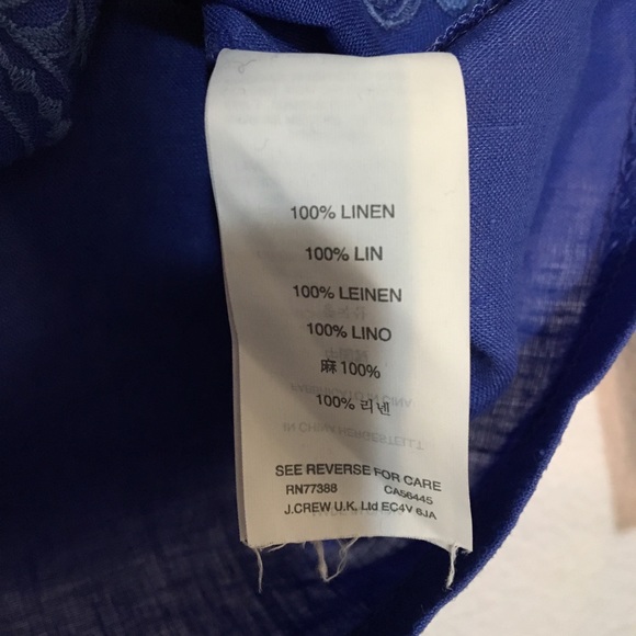 J. crew blue linen top with floral embroidery Sz2* - Picture 4 of 5